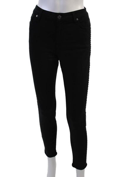 7 For All Mankind Womens Ankle Jeggings Black Mid Rise Size 28