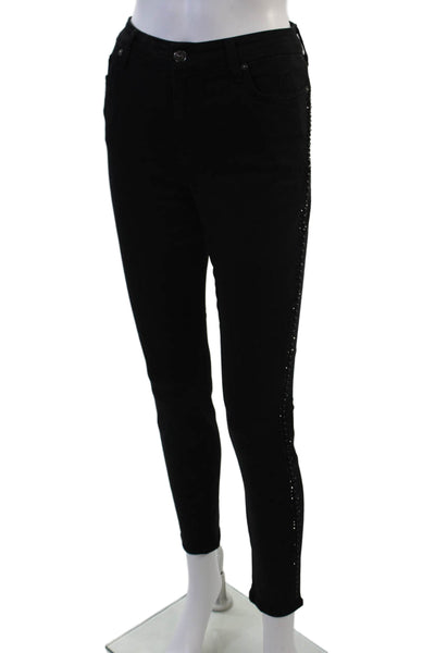 7 For All Mankind Womens Ankle Jeggings Black Mid Rise Size 28