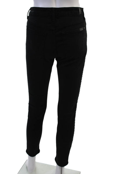 7 For All Mankind Womens Ankle Jeggings Black Mid Rise Size 28