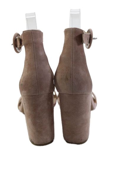 Steve Madden Women's Suede Ankle Buckle Block Heels Sandals Blush Size 7
