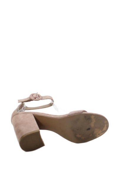 Steve Madden Women's Suede Ankle Buckle Block Heels Sandals Blush Size 7