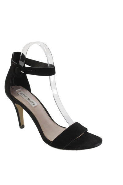 Steve Madden Women's Open Toe Suede Ankle Buckle Sandals Black Size 7