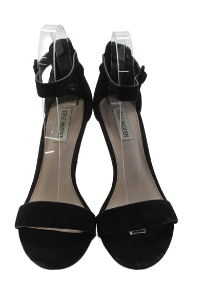 Steve Madden Women's Open Toe Suede Ankle Buckle Sandals Black Size 7