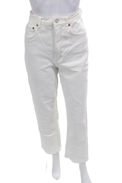 Agolde Women Cropped High Waist White Jeans Size 27