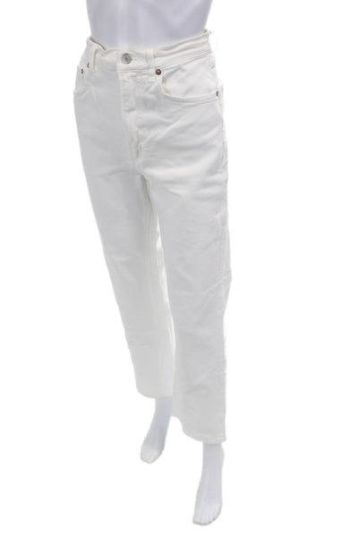 Agolde Women Cropped High Waist White Jeans Size 27