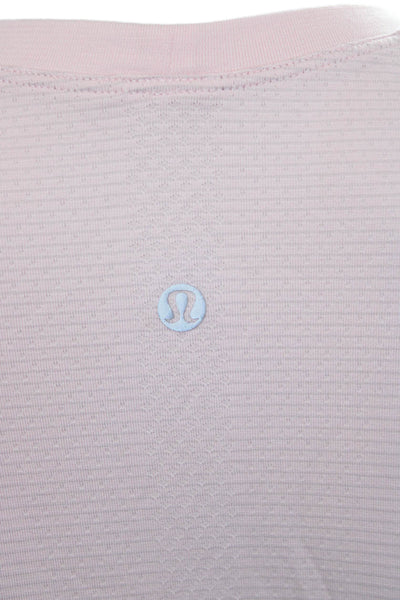 Lululemon Women Striped Pink Basic T-Shirt Long Sleeve Nylon Blend Size 8
