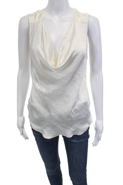 Theory Women Sleeveless White Polyester Blouse Designer Size 0P