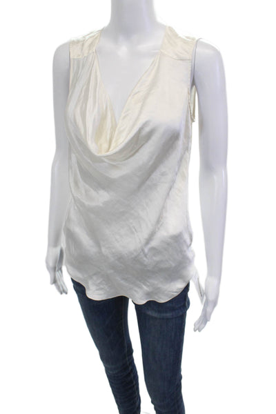 Theory Women Sleeveless White Polyester Blouse Designer Size 0P
