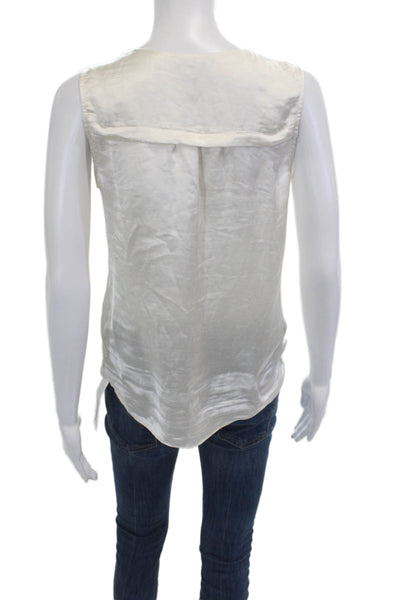 Theory Women Sleeveless White Polyester Blouse Designer Size 0P