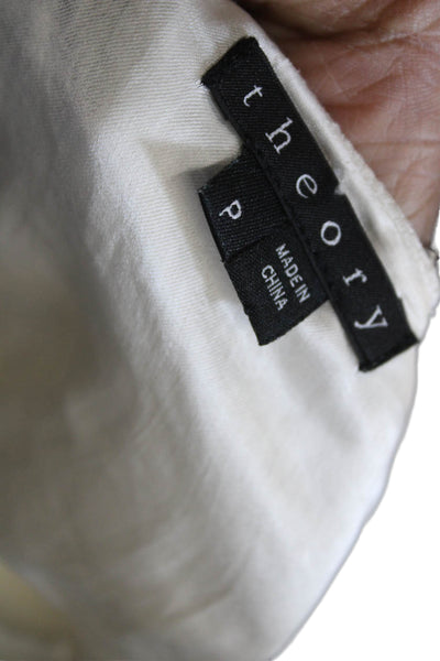 Theory Women Sleeveless White Polyester Blouse Designer Size 0P