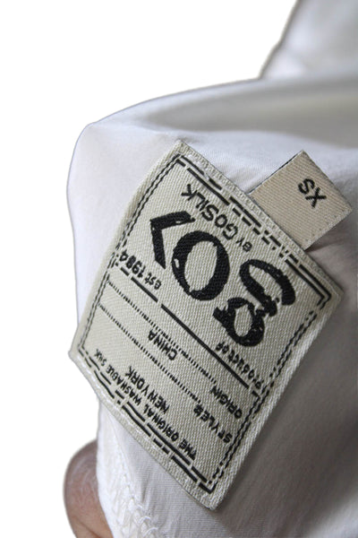 Go By GoSilk Womens Basic V-Neck White Long Sleeve Blouse Size XS