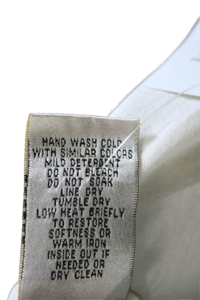 Go By GoSilk Womens Basic V-Neck White Long Sleeve Blouse Size XS