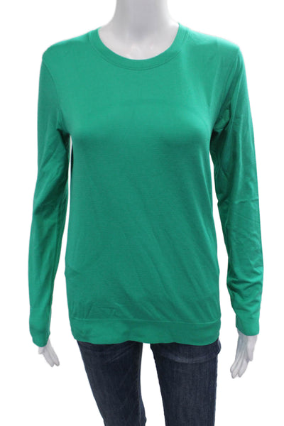 Lululemon Women Blouse Green Animal Print Crew Neck Long Sleeve Size 8