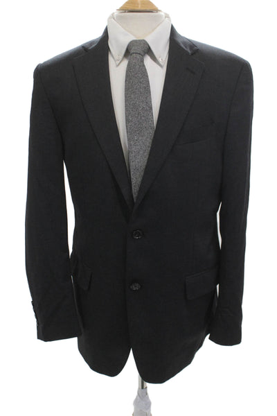 Hart Schaffner Marx Mens Dark Gray Classic Suit Jacket Button Collared Size 40