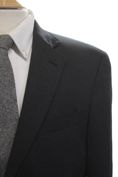 Hart Schaffner Marx Mens Dark Gray Classic Suit Jacket Button Collared Size 40