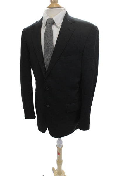 Hart Schaffner Marx Mens Dark Gray Classic Suit Jacket Button Collared Size 40