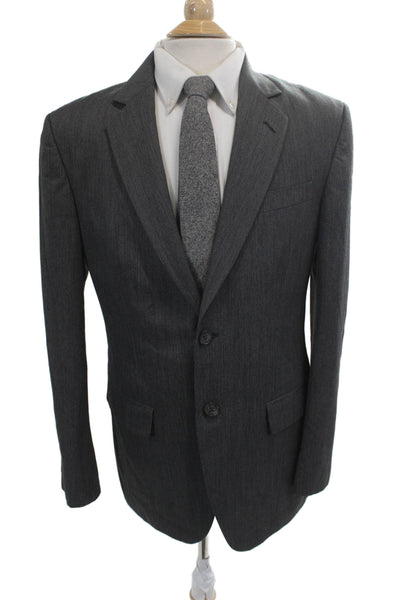 Stafford Mens Suit Jacket Dark Gray Collared Button Solid Long Sleeve Size 38