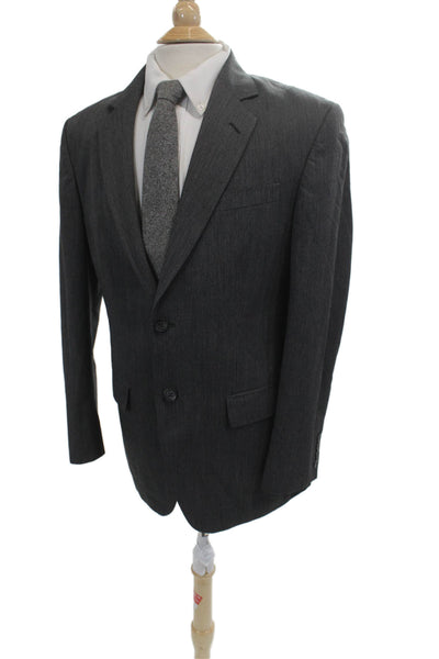 Stafford Mens Suit Jacket Dark Gray Collared Button Solid Long Sleeve Size 38