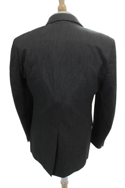 Stafford Mens Suit Jacket Dark Gray Collared Button Solid Long Sleeve Size 38