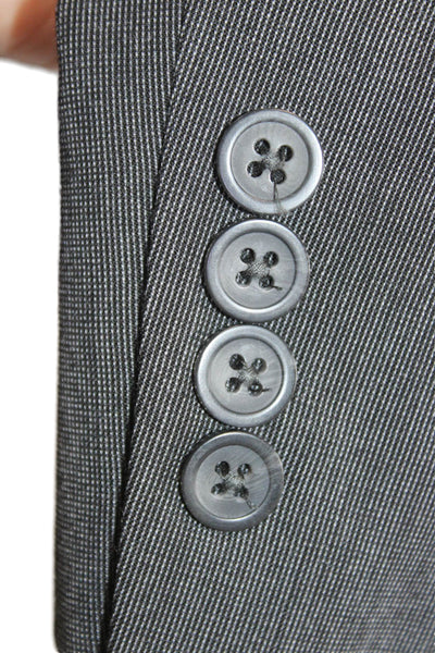 Stafford Mens Suit Jacket Dark Gray Collared Button Solid Long Sleeve Size 38