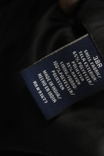Stafford Mens Suit Jacket Dark Gray Collared Button Solid Long Sleeve Size 38