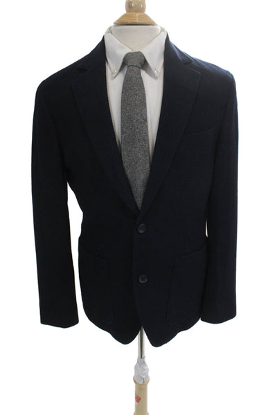 Nordstrom Mens Dark Blue Wool Blend Collared Geometric Blazer Size 40