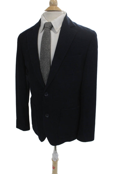 Nordstrom Mens Dark Blue Wool Blend Collared Geometric Blazer Size 40