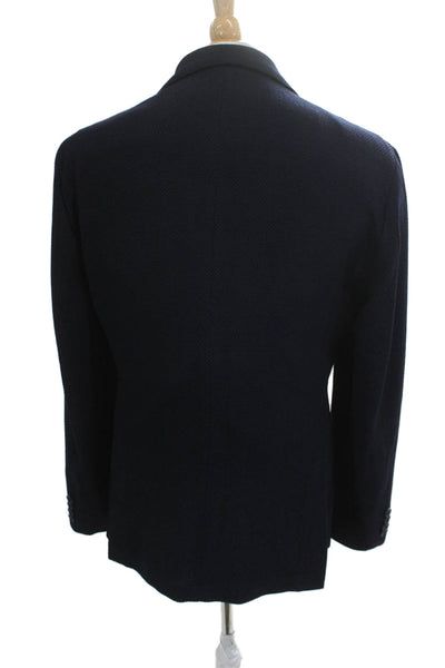 Nordstrom Mens Dark Blue Wool Blend Collared Geometric Blazer Size 40