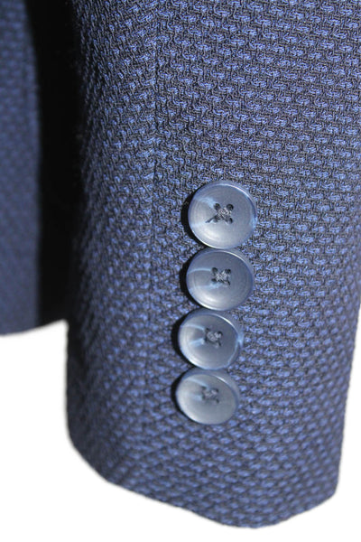 Nordstrom Mens Dark Blue Wool Blend Collared Geometric Blazer Size 40