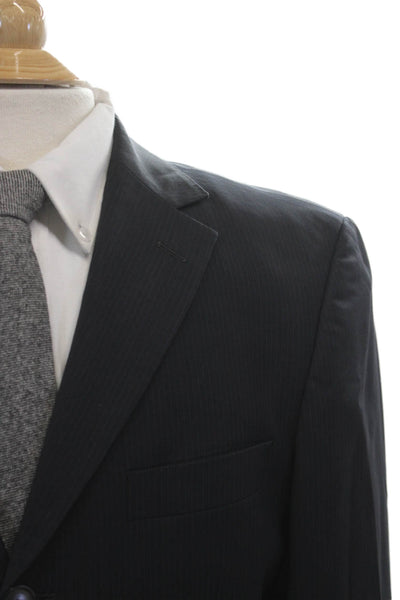 Boss Hugo Boss Mens Striped Wool Suit Jacket Dark Blue Button Size 40