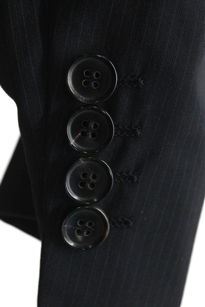 Boss Hugo Boss Mens Striped Wool Suit Jacket Dark Blue Button Size 40