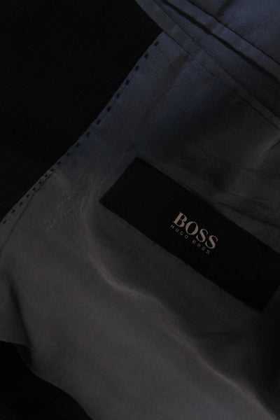Boss Hugo Boss Mens Striped Wool Suit Jacket Dark Blue Button Size 40