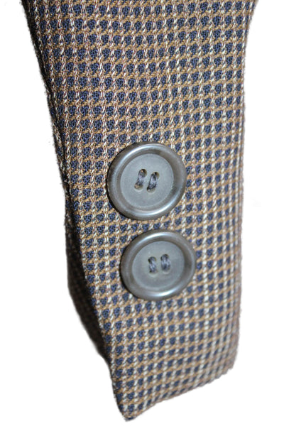Daniel Hechter Mens Suit Jacket Brown Wool Check Button Collared Size 40