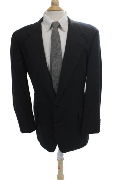 Hickey Freeman Mens 2 Piece Dark Blue Wool Striped Suit Jacket Size 40