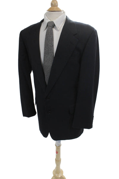 Hickey Freeman Mens 2 Piece Dark Blue Wool Striped Suit Jacket Size 40