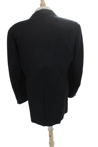 Hickey Freeman Mens 2 Piece Dark Blue Wool Striped Suit Jacket Size 40