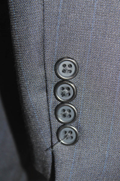 Hickey Freeman Mens 2 Piece Dark Blue Wool Striped Suit Jacket Size 40