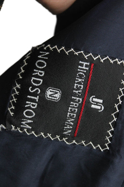 Hickey Freeman Mens 2 Piece Dark Blue Wool Striped Suit Jacket Size 40