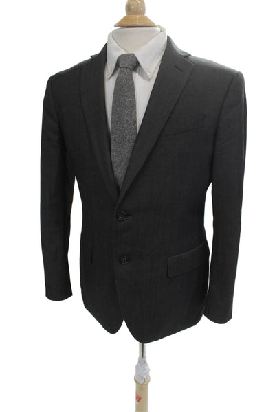 John Varvatos Star USA Mens 2 Piece Wool Suit Dark Gray Collared Button Size 40