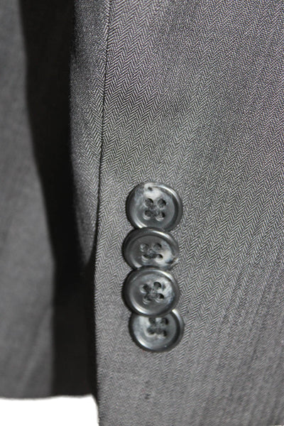 John Varvatos Star USA Mens 2 Piece Wool Suit Dark Gray Collared Button Size 40