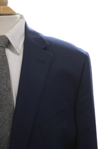 Joseph Abboud Mens Dark Blue Wool Suit Jacket Button Long Sleeve Size 40