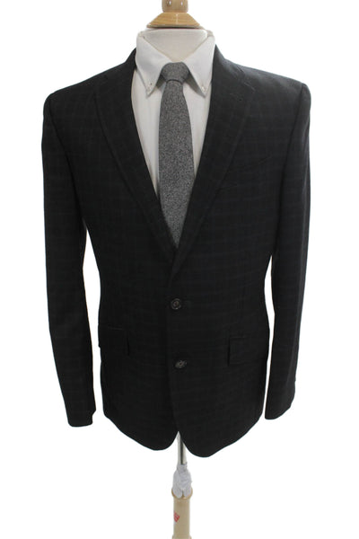 Ted Baker London Mens Suit Jacket Dark Gray Check 100% Wool Button Size 40