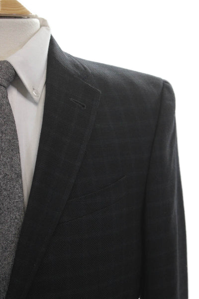 Ted Baker London Mens Suit Jacket Dark Gray Check 100% Wool Button Size 40