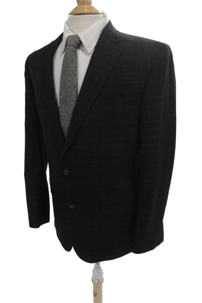 Ted Baker London Mens Suit Jacket Dark Gray Check 100% Wool Button Size 40