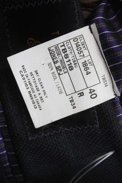 Ted Baker London Mens Suit Jacket Dark Gray Check 100% Wool Button Size 40