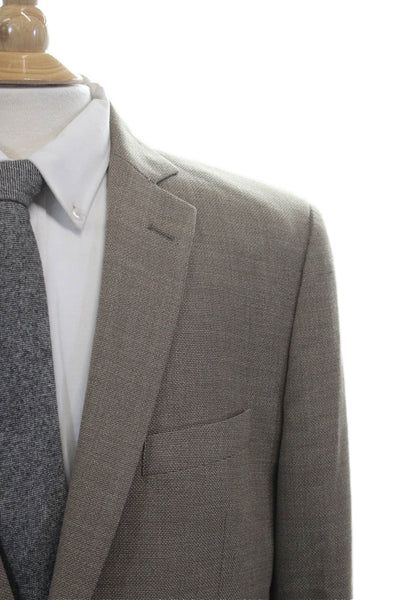 Reda Mens Beige Classic Suit Jacket Button Collared Viscose Polyester Size 40