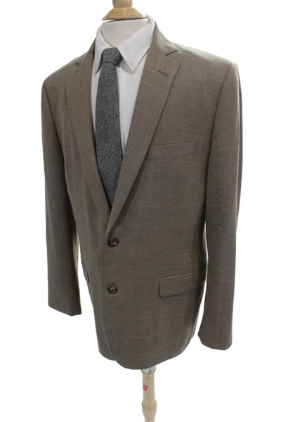 Reda Mens Beige Classic Suit Jacket Button Collared Viscose Polyester Size 40
