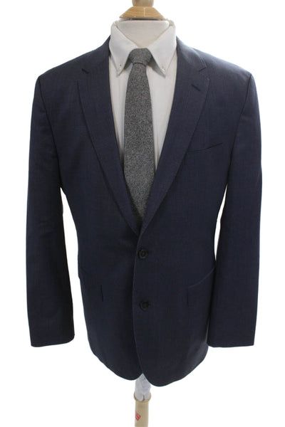 Boss Hugo Boss Men Dark Blue 100% Wool Suit Jacket Big Tall Size 42