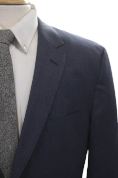 Boss Hugo Boss Men Dark Blue 100% Wool Suit Jacket Big Tall Size 42
