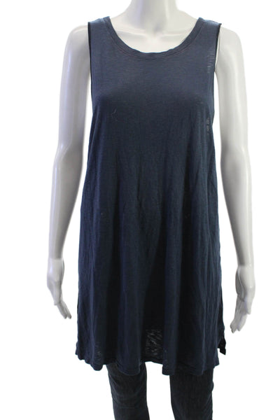 Lacausa Women Tank Dress Sleeveless Round Neck Dark Blue Size XS